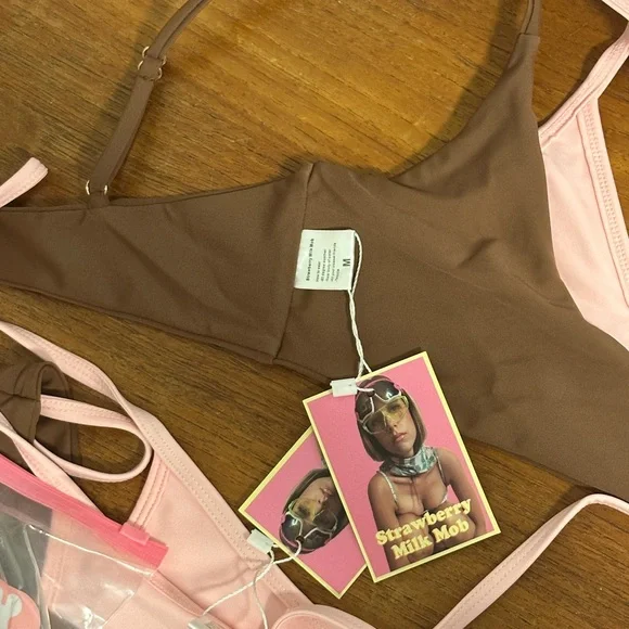 Brown and Pink Bikini Set - Picture 3 of 6